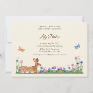 Invitation pour Baby Shower Fawn Douce dans les Fl
