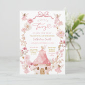 Invitation pour Baby Shower Fée Coquette Ruban Ros (Debout devant)