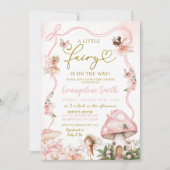 Invitation pour Baby Shower Fée Florale Rose (Devant)