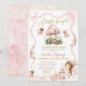 Invitation pour Baby Shower Fée Rose (Devant / Derrière)