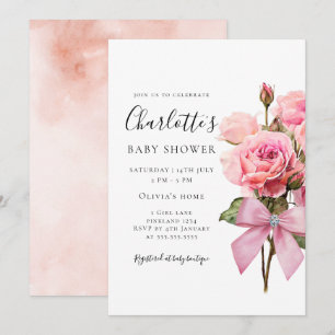 Invitation pour Baby Shower Fille Arc-en-ciel Rose