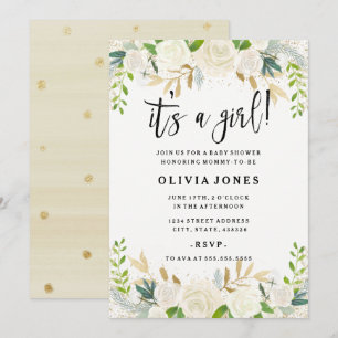 Invitation pour Baby Shower Fille au thème floral