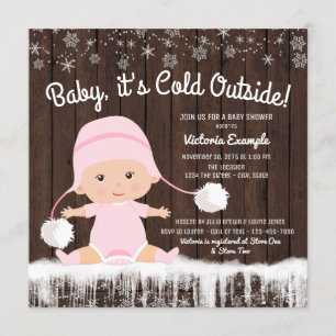 Invitation pour Baby Shower Fille Bébé il fait fro