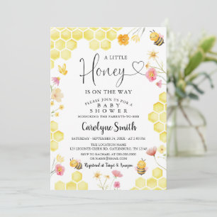Invitation pour Baby Shower Fille Bee A Little Hon