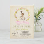 Invitation pour Baby Shower Fille Cerf (Debout devant)