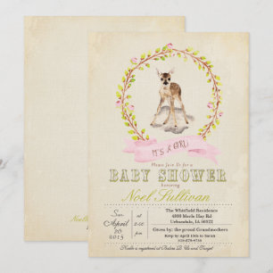 Invitation pour Baby Shower Fille Cerf