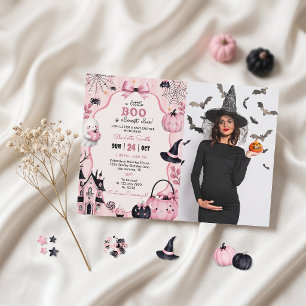Invitation pour Baby Shower Fille Citrouille Rose 