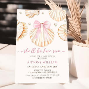 Invitation pour Baby Shower Fille Coquillages Ruba