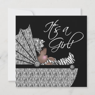 Invitation pour Baby Shower Fille Douce Fille Zèbr