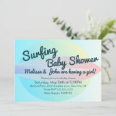 Invitation pour Baby Shower Fille Été Surf Plage (Debout devant)