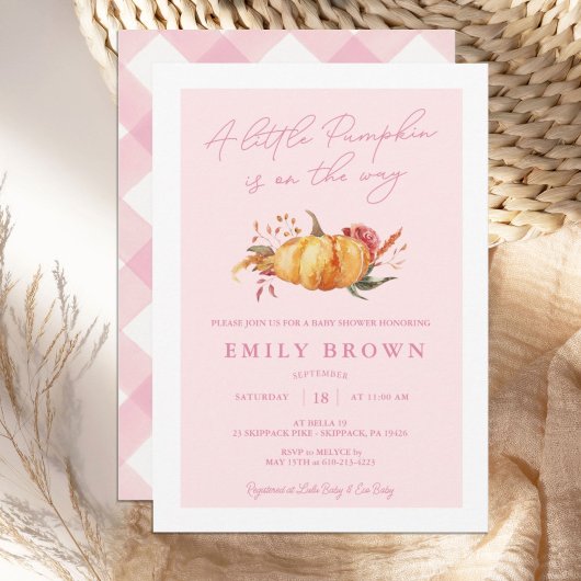 Invitation pour Baby Shower Fille Fleurie Petite C