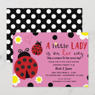 Invitation pour Baby Shower Fille Mignon Coccinell
