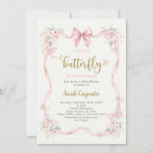 Invitation pour Baby Shower Fille Papillon (Devant)