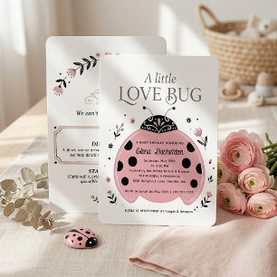 Invitation pour Baby Shower Fille Punaise Rose Bug