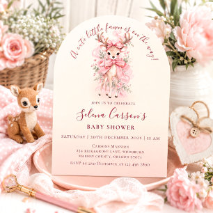 Invitation pour Baby Shower Fille Rose Mignonne Fa