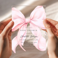 Invitation pour Baby Shower Fille Ruban Rose