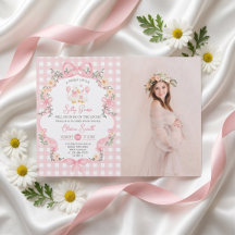 Invitation pour Baby Shower Fille Ruban Rose Silly