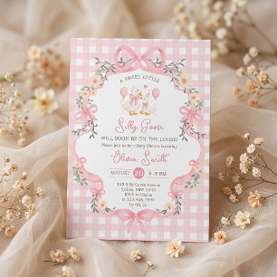 Invitation pour Baby Shower Fille Ruban Rose Silly