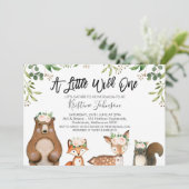 Invitation pour Baby Shower Fille Sauvage Une Forê (Debout devant)