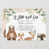 Invitation pour Baby Shower Fille Sauvage Une Forê (Devant / Derrière)