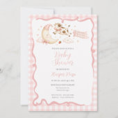 Invitation pour Baby Shower Fille Vache Gingham Ro (Devant)