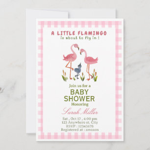 Invitation pour baby shower Flamant rose
