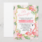 Invitation pour Baby Shower Flamant Rose (Devant / Derrière)