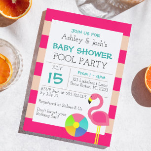 Invitation pour Baby Shower Flamant Rose