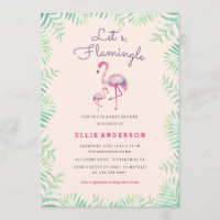 Invitation pour Baby Shower Flamant Rose Bébé