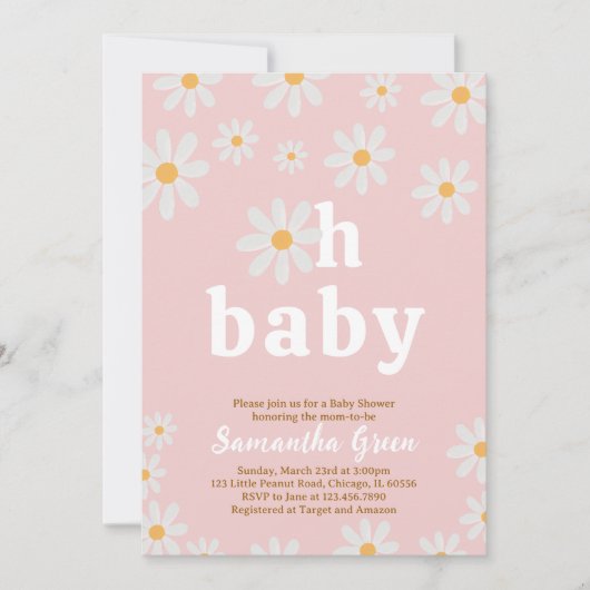 Invitation pour Baby Shower Fleur de Daisy (Devant)