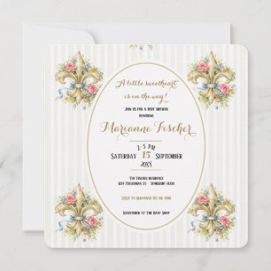 Invitation pour baby shower Fleur de Lys neutre Ch