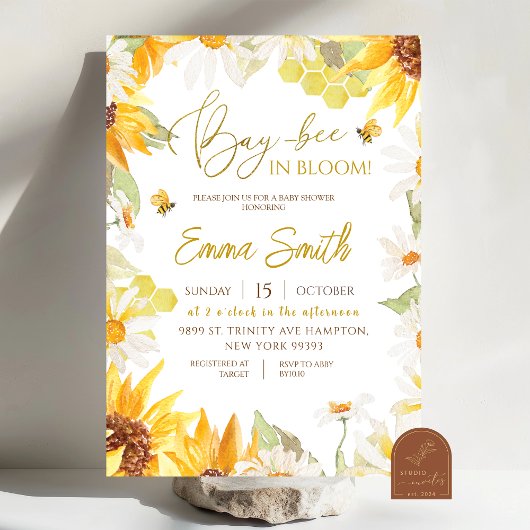Invitation pour Baby Shower Fleur de Tournesol Abe