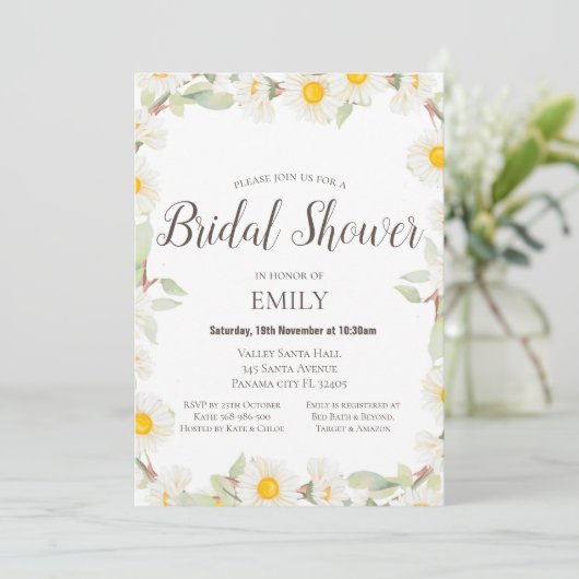 Invitation pour Baby Shower Fleur, Invitation de F (Debout devant)