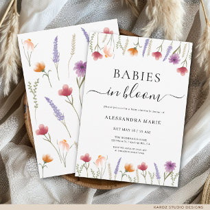 Invitation pour Baby Shower Fleurs de Bébé en Fleu
