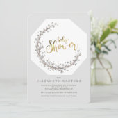Invitation pour Baby Shower Fleurs Délicates (Debout devant)