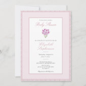 Invitation pour Baby Shower Fleurs Roses Simples (Devant)