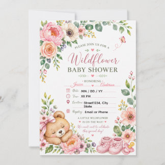 Invitation pour Baby Shower Florale Bohème de Jard
