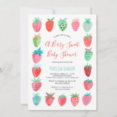Invitation pour Baby Shower | Fraise | Rouge | Mig (Devant)