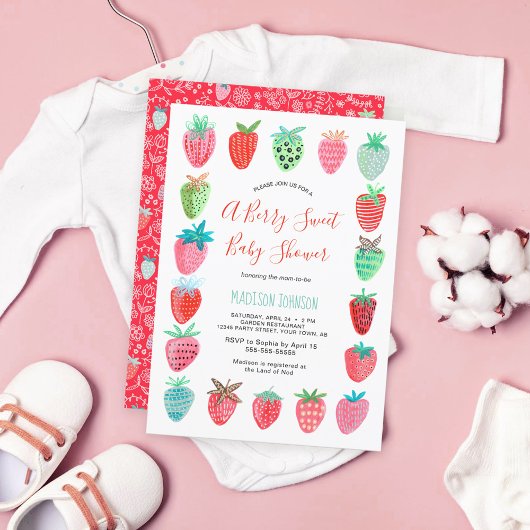 Invitation pour Baby Shower | Fraise | Rouge | Mig