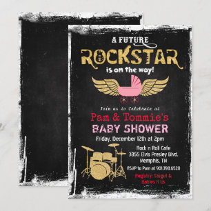 Invitation pour Baby Shower Future Rockstar Drum S