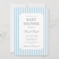 Invitation pour Baby Shower Garçon à Rayures Bleue