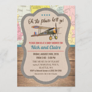 Invitation pour Baby Shower Garçon avec une carte