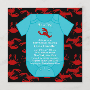 Invitation pour Baby Shower Garçon Crevette Red Lo