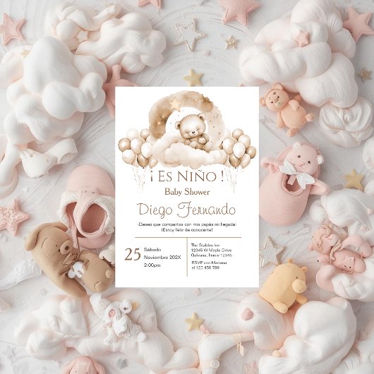 Invitation pour Baby Shower garçon espagnol