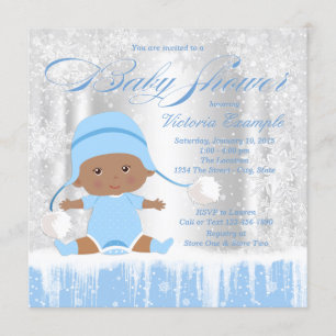 Invitation pour Baby Shower Garçon Hiver Merveille