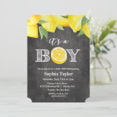 Invitation pour Baby Shower Garçon Lemon Boy Table (Debout devant)