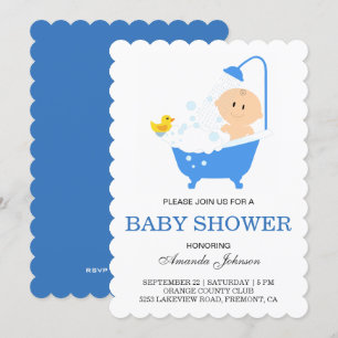 Invitation pour Baby Shower Garçon Mignon Bain Mou