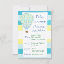 Invitation pour Baby Shower Garçon Montgolfière