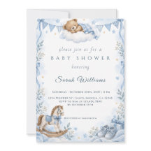 Invitation pour Baby Shower Garçon Ours Prépa