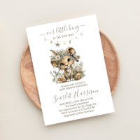 Invitation pour Baby Shower garçon roi lion floral